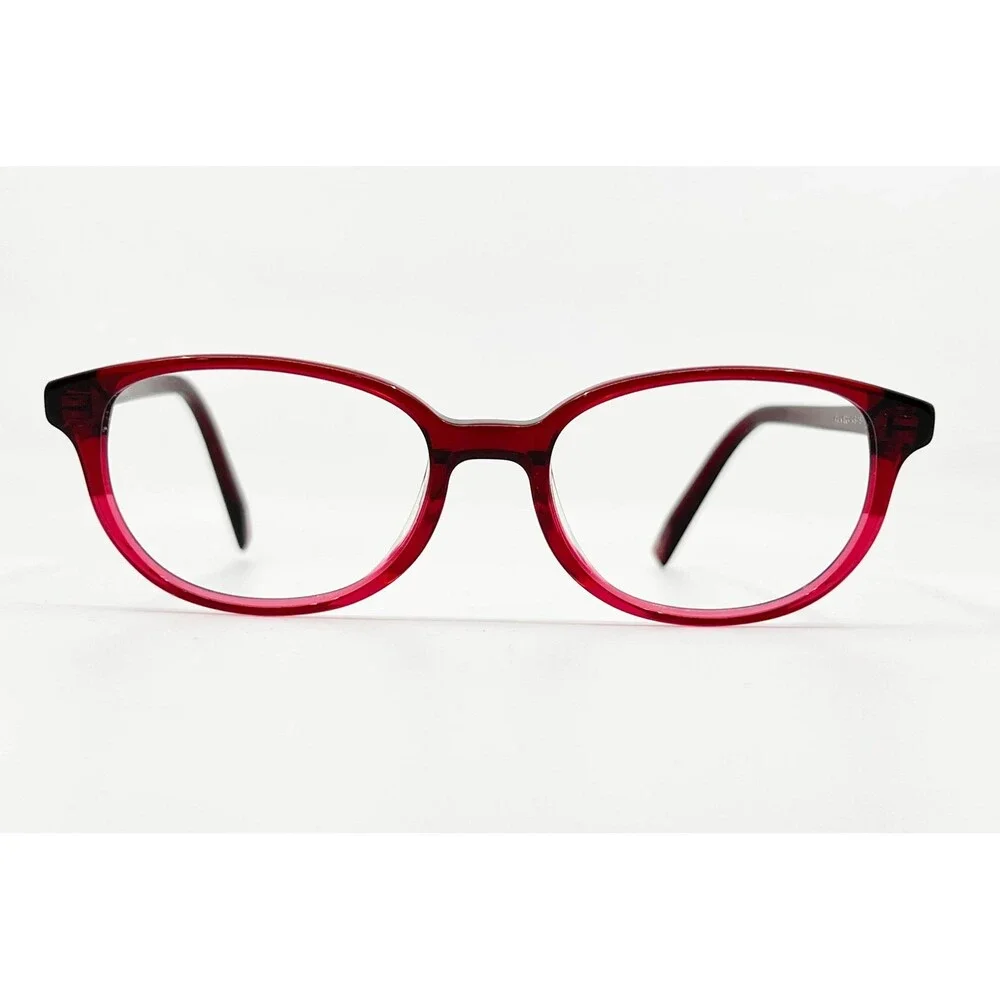 Warby Parker Ira Eyeglasses Womens Red Oval Frames 49-16-140